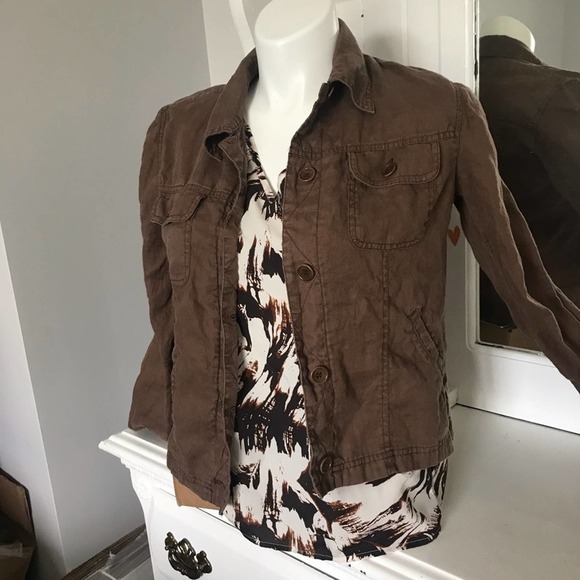 Calvin Klein Jeans Brown Print V-Neck Top S - Picture 6 of 8